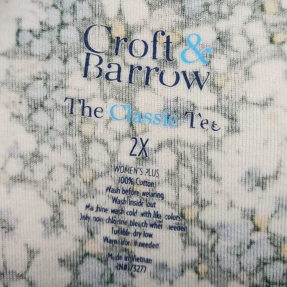 #72 3/$18 - Croft & Barrow Green/Blue Long Sleeve Top Size 2X - Picture 5 of 5